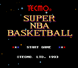 Tecmo Super NBA Basketball title screen for Sega Mega Drive